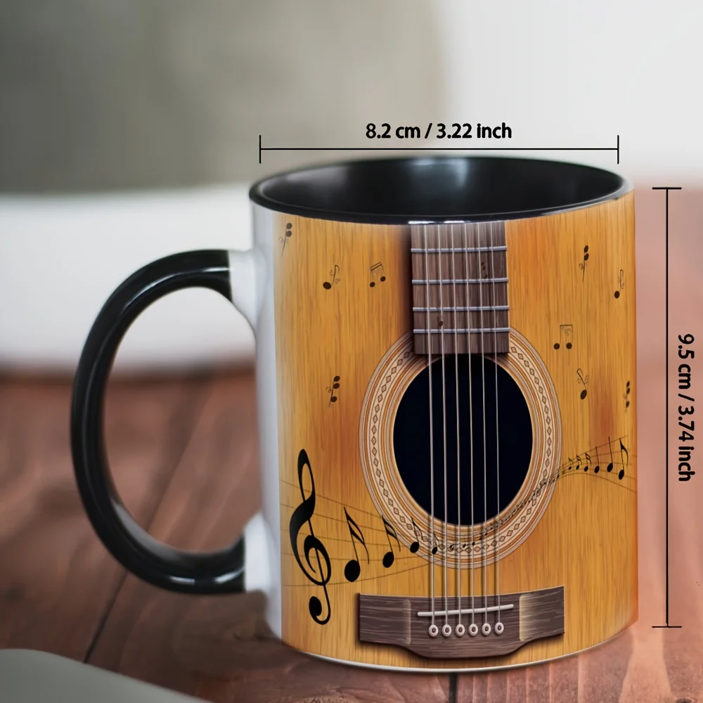 1pc 330ml Guitar Pattern Coffee Mug Ceramic Coffee Cups Water Cups Summer Winter Drinkware Birthday Gifts Music Lovers Gifts