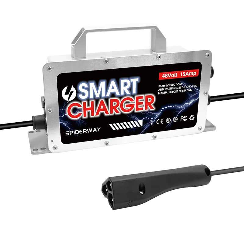

15Amp 48Volt Golf Cart Battery Charger for EZGO RXV with 3 Pin Triangle Plug, 1400W Quick Smart Charge