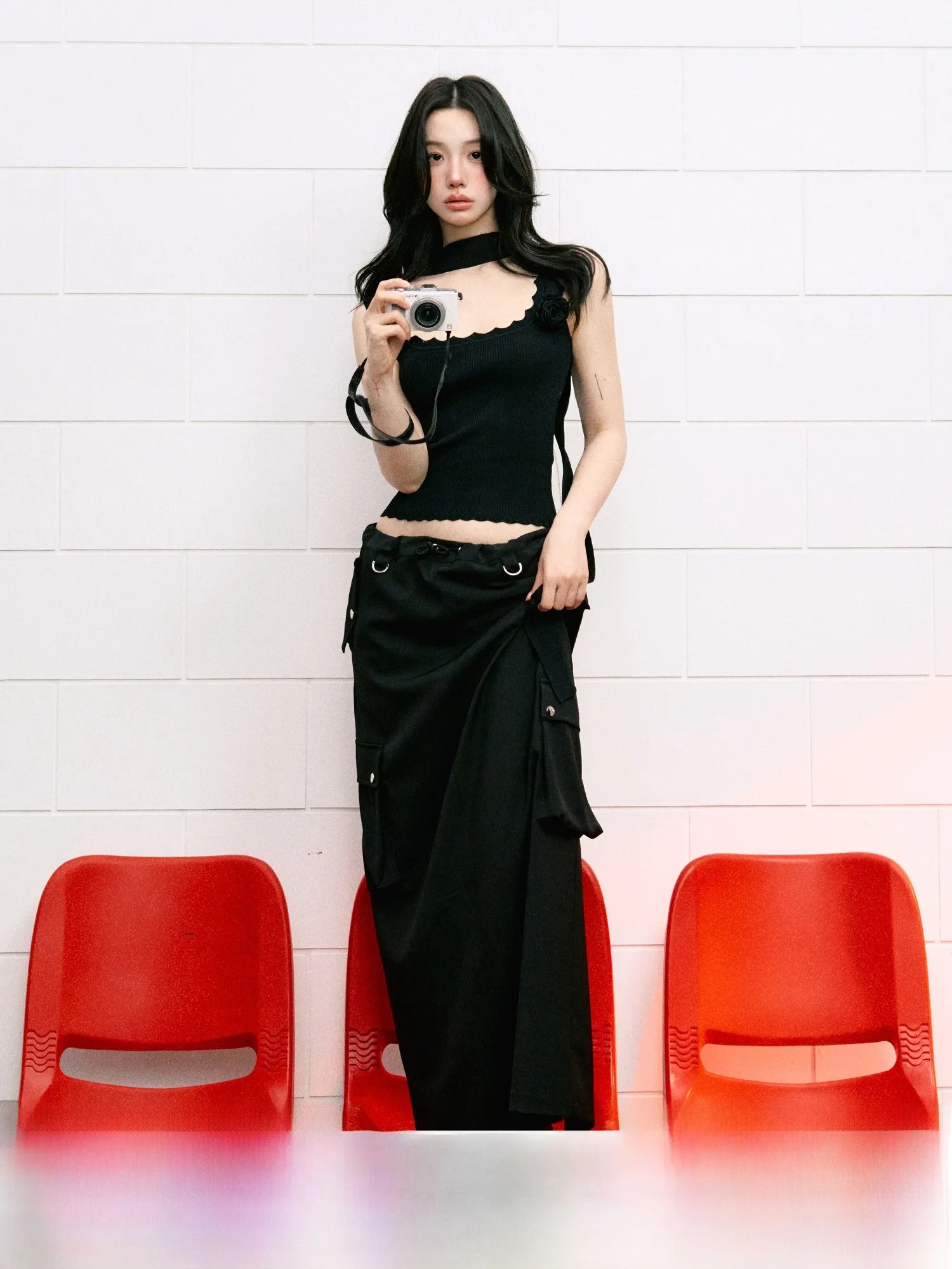 

La Lune Du Ciel Bla длинная рабочая одежда с низкой талией, женская летняя универсальная длинная юбка прямого кроя в американском стиле ретро