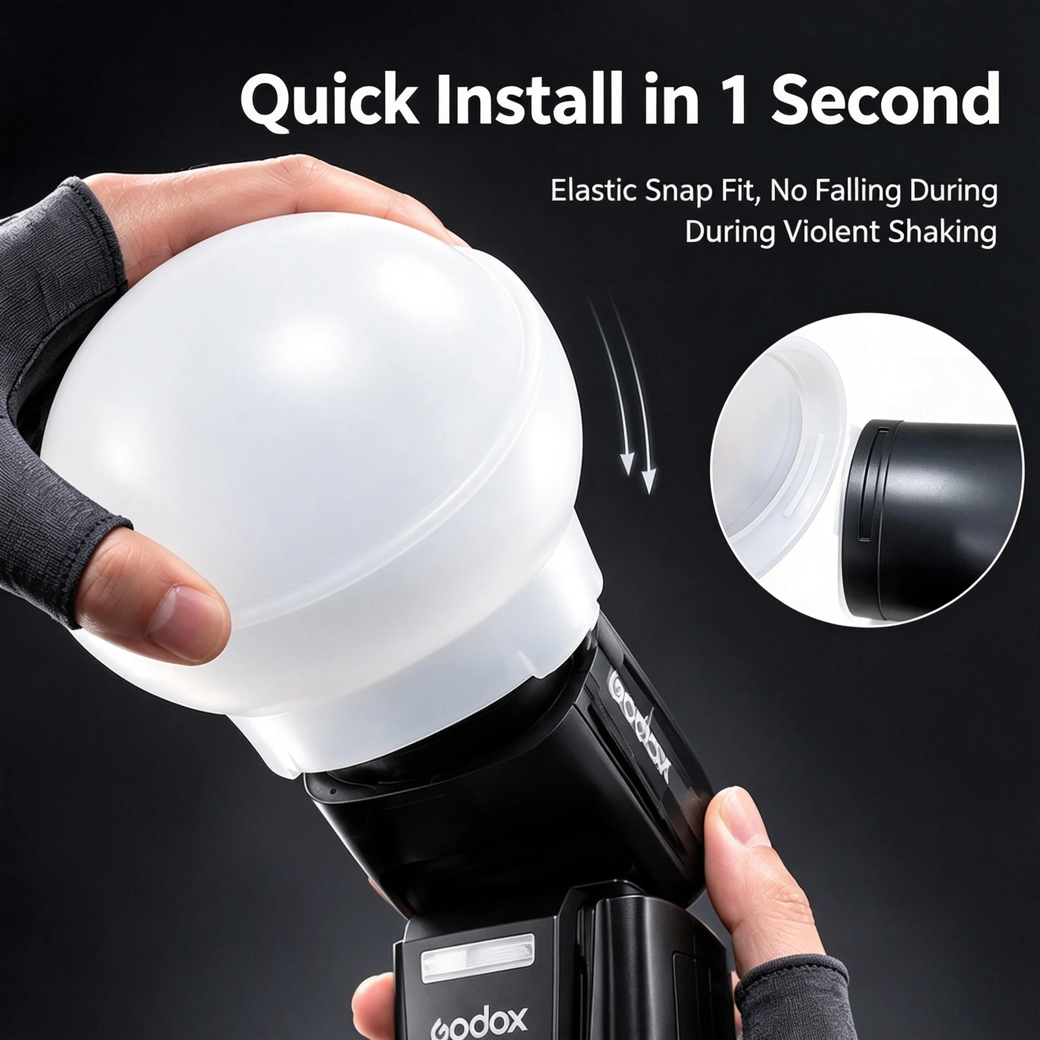 Silicone Round Sphere Flash Diffuser Soft Light for Godox V1 V1Pro V100 AD100Pro AD200Pro H200R Speedlites Photography Accessory