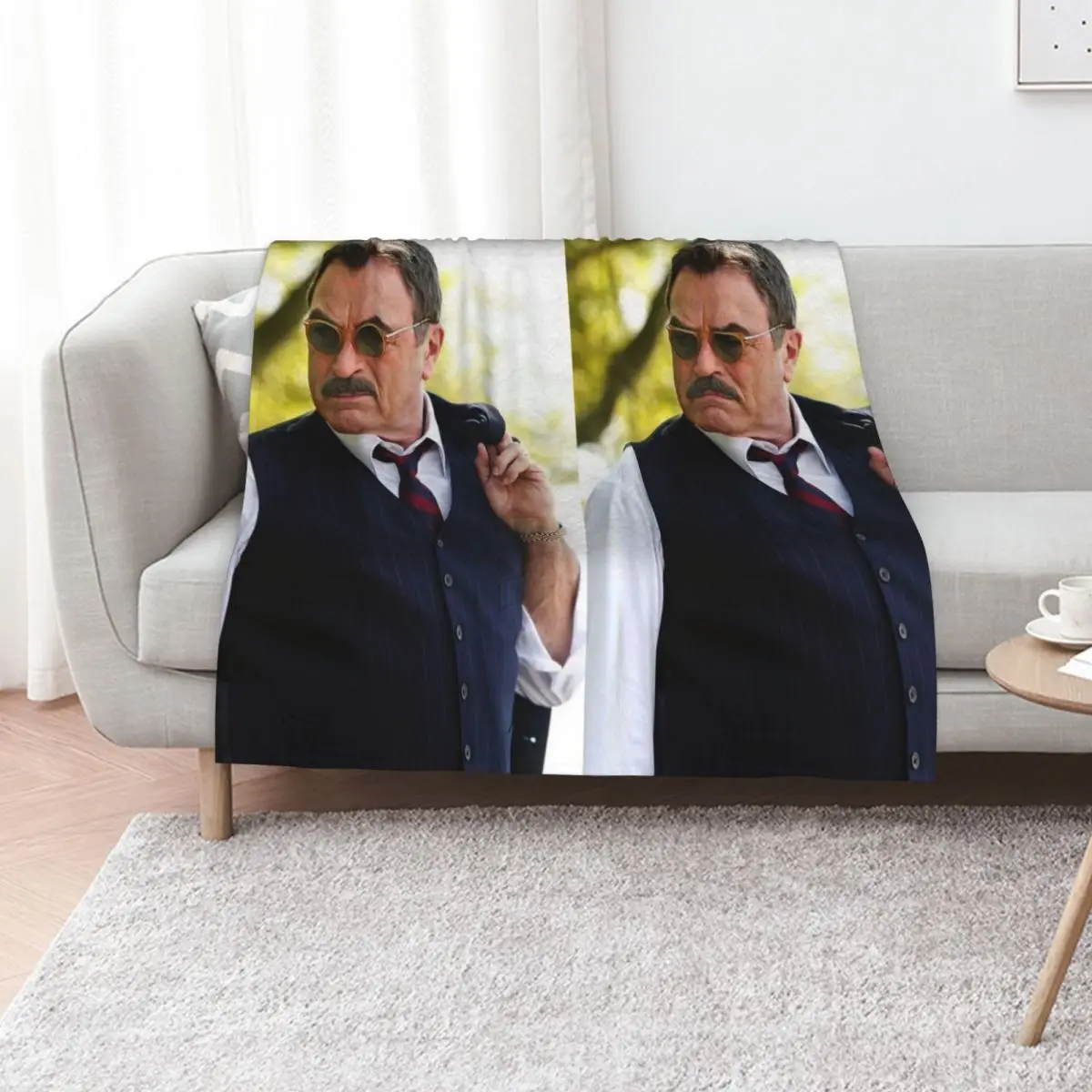 

Tom Selleck actor Throw Blanket Plaid on the sofa Summer Beddings Personalized Gift halloween Blankets