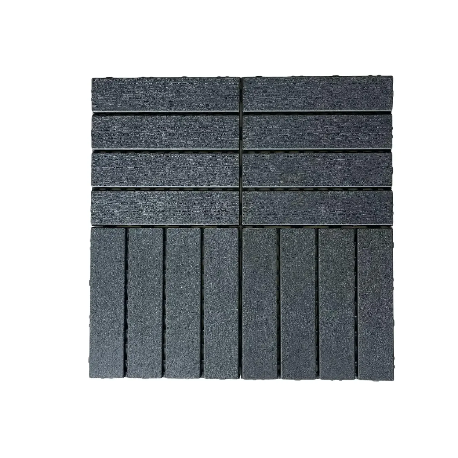 44 Pcs Interlocking Deck Tiles, Plastic Patio Flooring（Stripe） | Dark Grey Outdoor Flooring Waterproof, 12