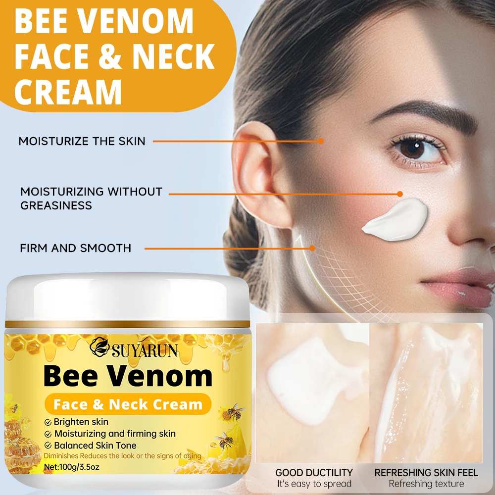 كريم SUYARUN Premium Bee Venom المضاد للشيخوخة للوجه والرقبة - لشد تقليل التجاعيد، تركيبة عضوية للترطيب العميق.