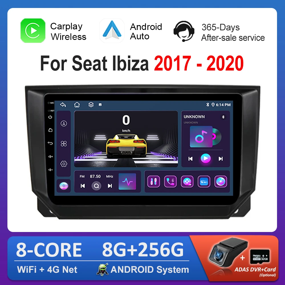 9'' Android System GPS Car Radio Multimedia Player for Seat Ibiza 2017 - 2020 4G Bluetoot IPS Screen DSP Stereo WiFi Auto Tools