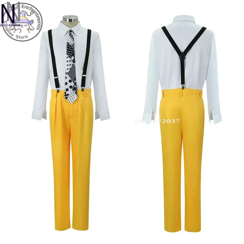 Máscara de Halloween, traje amarillo de Jim Carrey y disfraz de Cosplay, traje de juego de rol masculino, nueva ropa de Cosplay para fiesta de Halloween