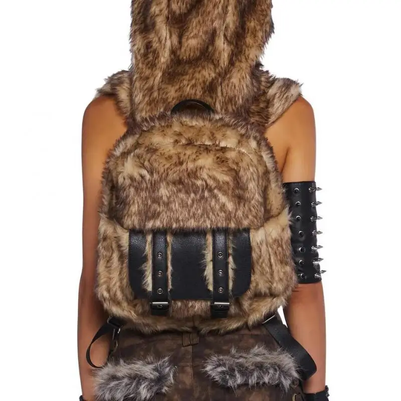 Bolso de mujer de marca de lujo, mochila de piel de alto nivel de alta calidad, oso de peluche personalizado europeo y americano con bolsa de viaje con sombrero