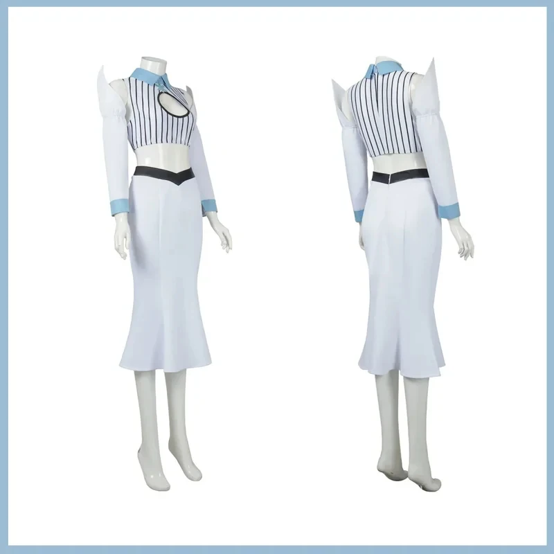 5;e,8\v,5/XQAnime Bleach Inoue Princess Orihime Cosplay Costume White Tops Skirt Uniform Wig Adult Woman Sexy Carnivalf,5'h\8/m' view 2