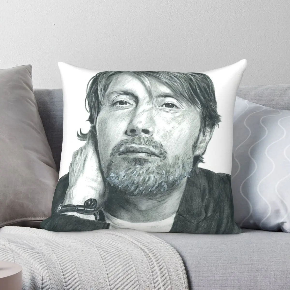 Mads Mikkelsen Hannibal Lecter Square Pillowcase Polyester Linen Velvet Creative Zip Decorative Car Cushion Cover