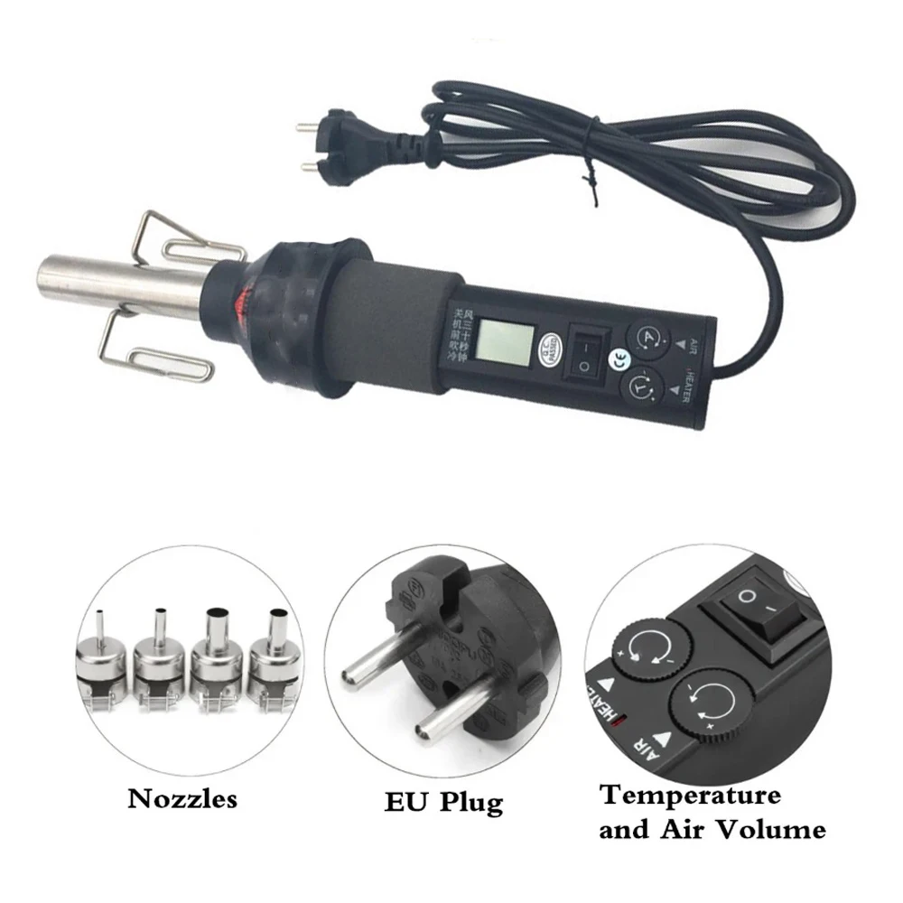 Imagem -02 - Pistola de ar Quente de Solda com Bico de Vento 450w ue Eua Calor Eletrônico Suporte de Solda Smd Soic Chip Bga Pcs