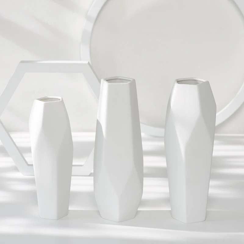 

Ceramic dried flower vase - Nordic minimalist creative water-planting white flower arrangement modern home decoration
