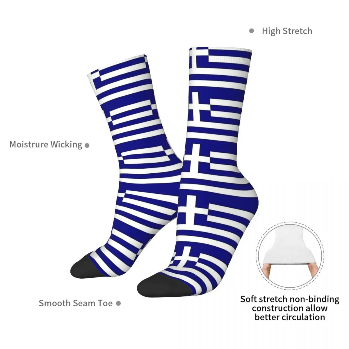 Greece Flag Socks Harajuku High Quality Stockings All Season Long Socks Accessories for Unisex Gifts