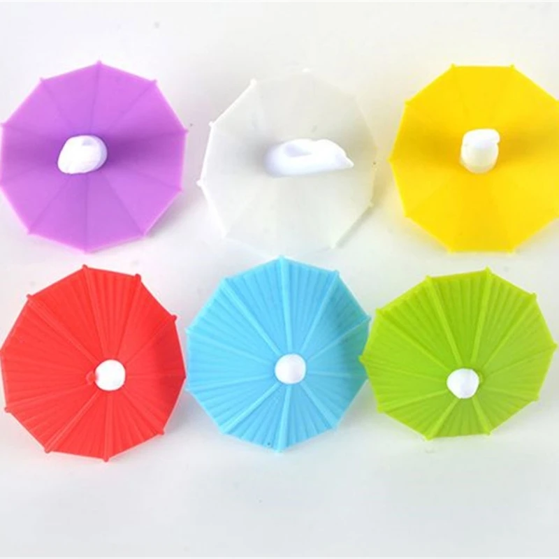 6Pcs/set Silicone Wine Glass Identifier Cocktail Identifier Sign Umbrella Mark