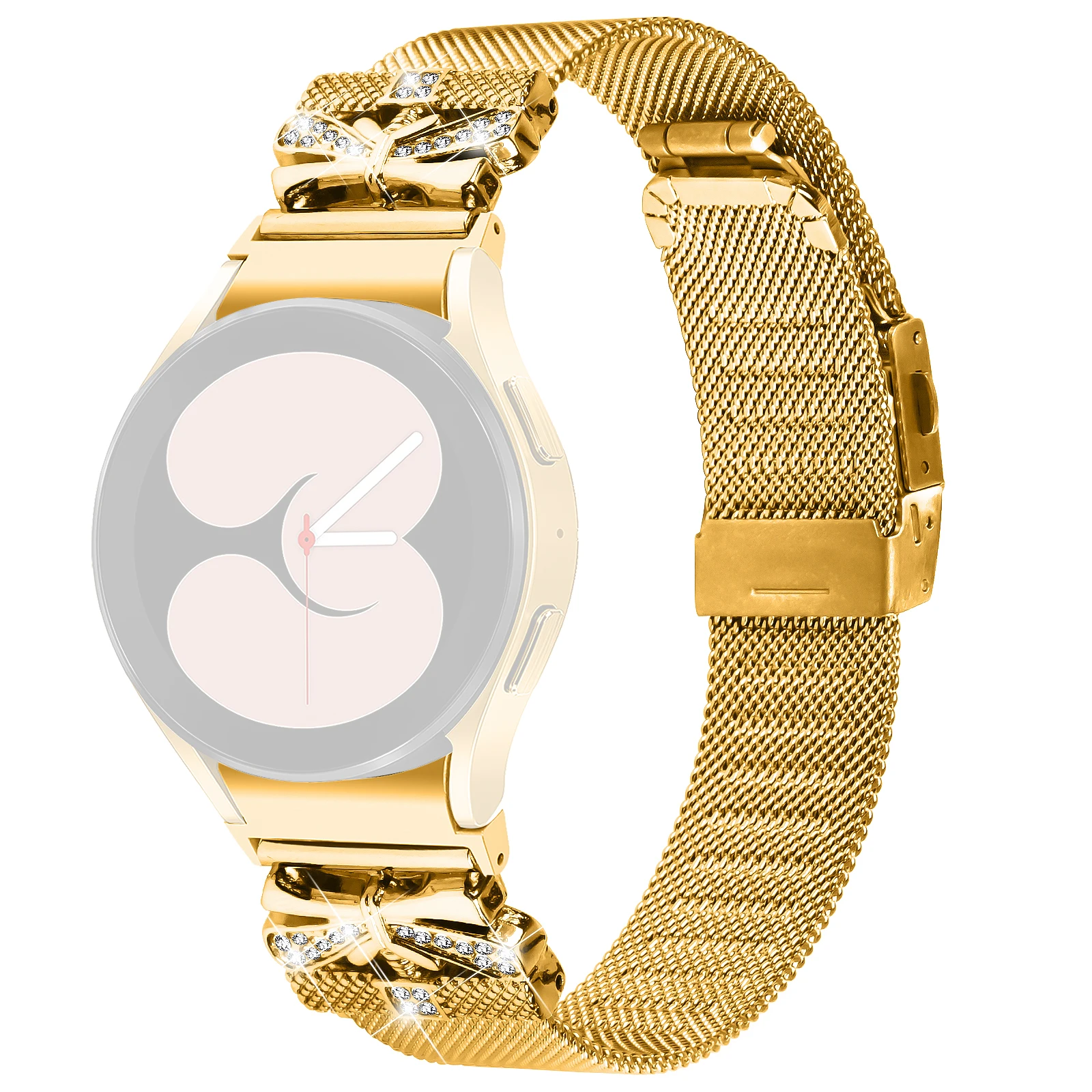 

For Samsung Galaxy Watch FE 40mm / Watch4 / 5 40 / 44 / 45MM Electroplating Milanese Watch Strap Stainless Steel Band - Gold