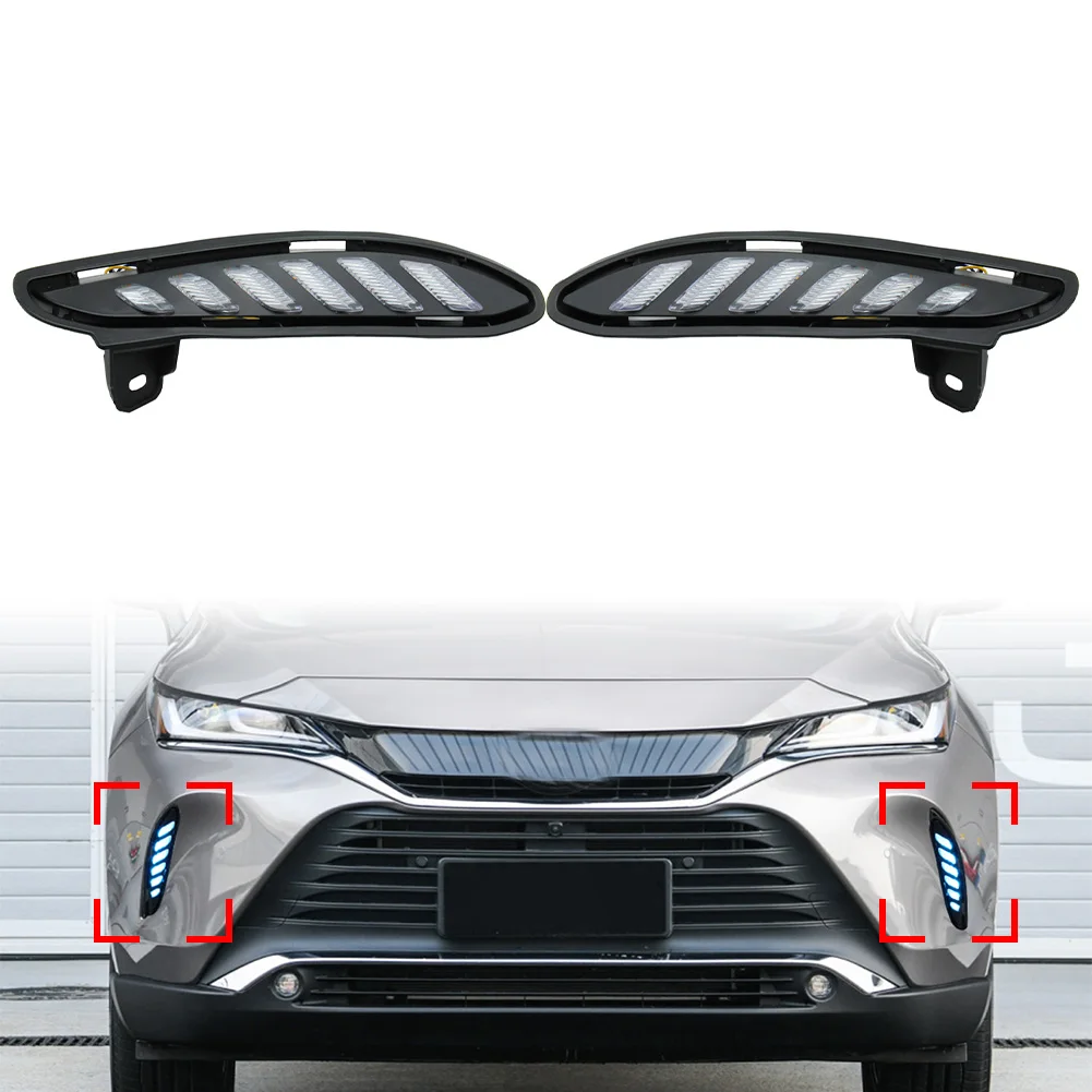 

2Pcs/Pair Car LED DRL Daytime Running Driving Light W/ Turn Signal Indicator Lamp For Toyota Venza Harrier 2021 2022