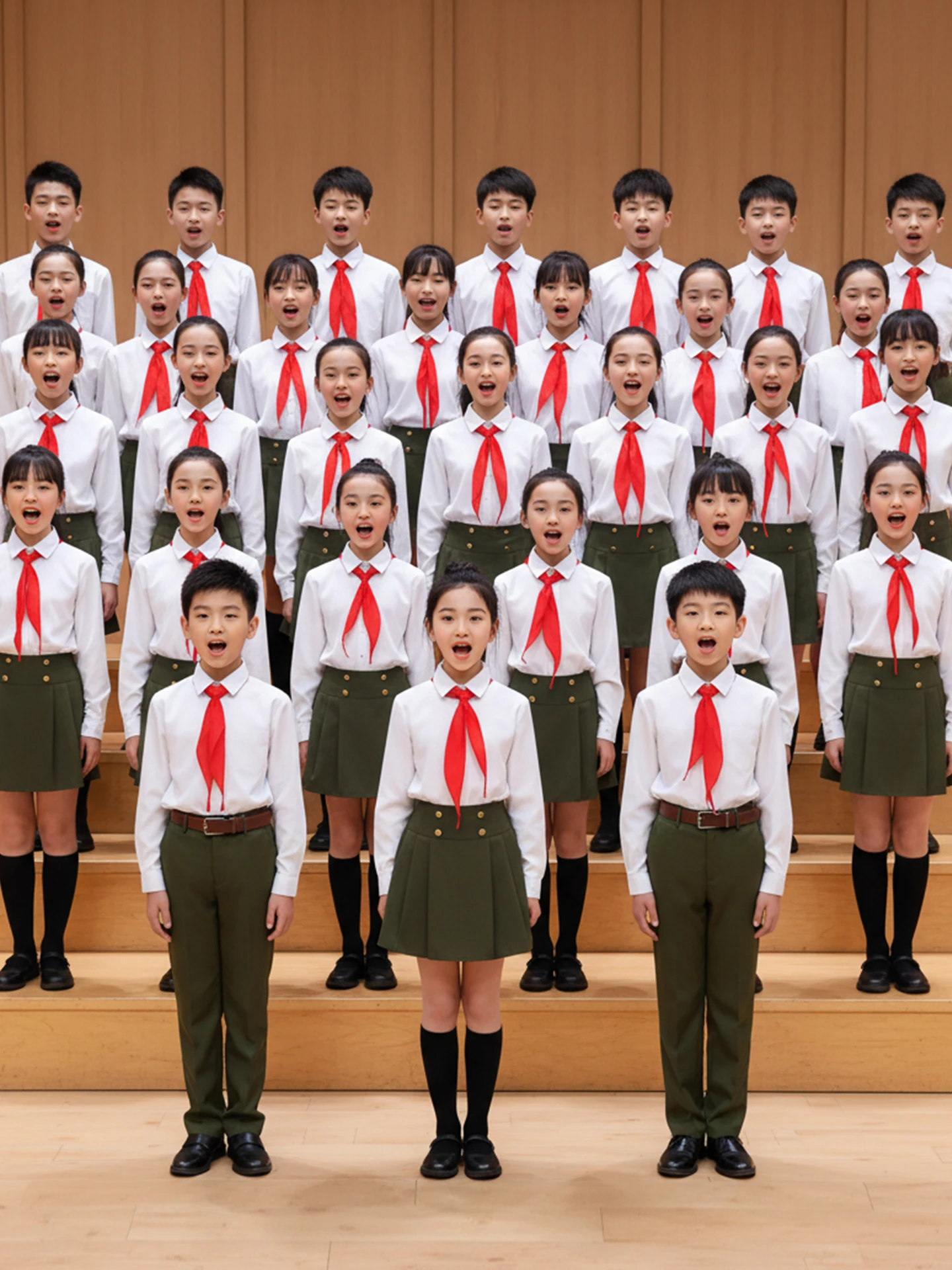 

Patriotic Chorus Performance Outfit Red Song Military orm Girls Children's Day Stage Costume National Ethnic Faion