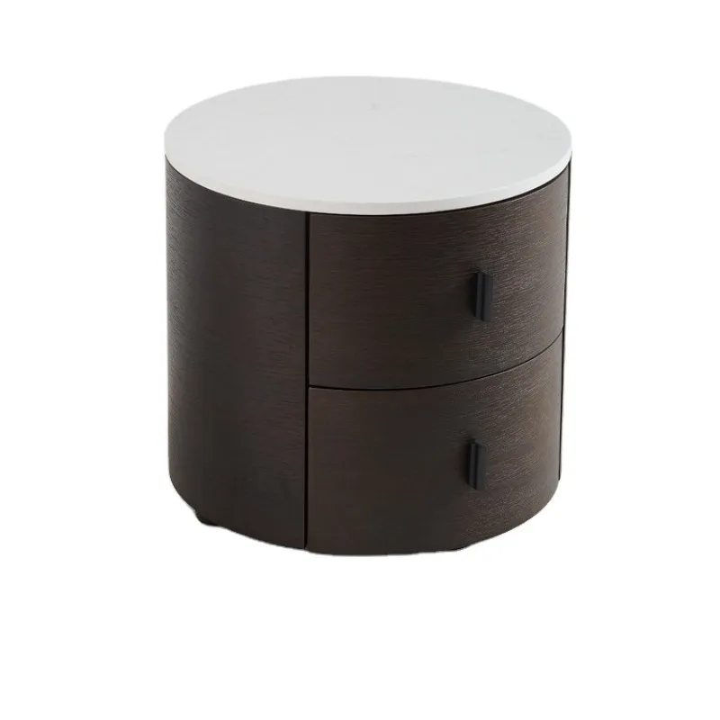 Round black nightstand solid wood bedside table best quality nighstand