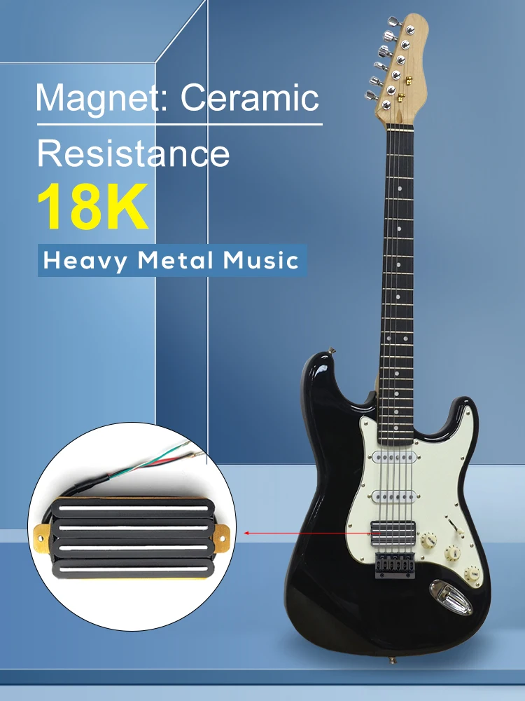 Guitarra eléctrica de doble carril, 2 aspas dobles, tipo pista de alto rendimiento, pastilla Humbucker de cuatro bobinas