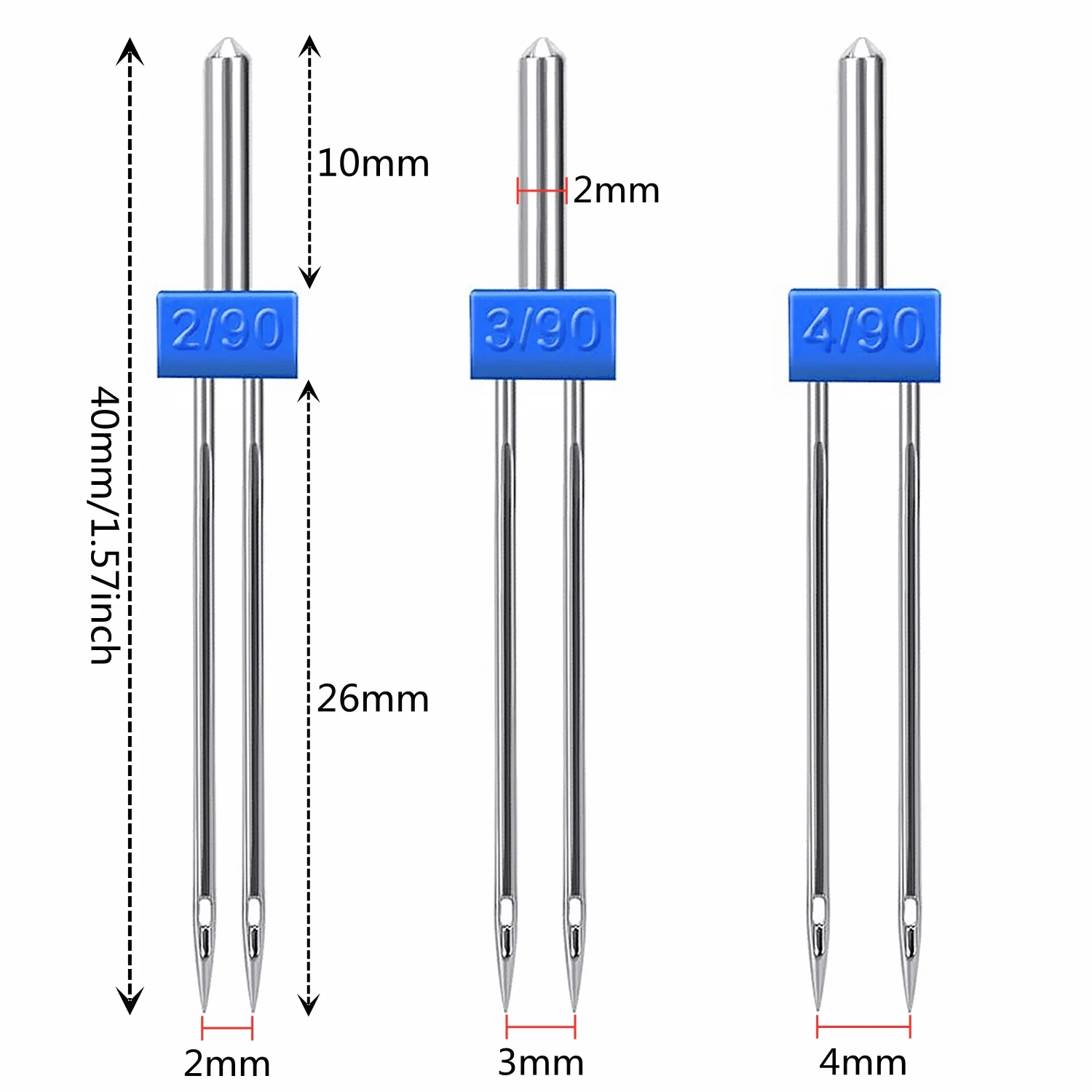 3 PCS Twin Needles Size 2/3/4mm And Wrinkled 9 Grooves Sewing Presser Foot Feet For Singer Brother Sewing Machine Accessories