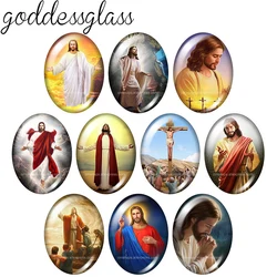 Religious Figures Jesue Cross Faith Christ 13x18mm/18x25mm/30x40mm Oval photo glass cabochon demo flat back Making findings