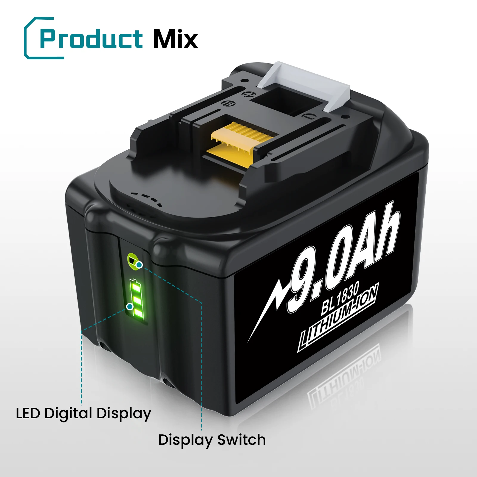 Für Makita BL1830 18V Akku 9000mAh Lithium-Ersatz für Makita BL1830 BL1860 BL1890 Bohrwerkzeug Wiederaufladbar – Detail 1