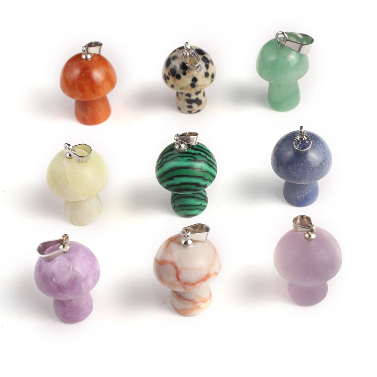 Wholesale Price Random Mixed Color Mushroom Shaped Natural Agate Amethyst Pendant Jewelry Making DIY Necklace Accessories Gift