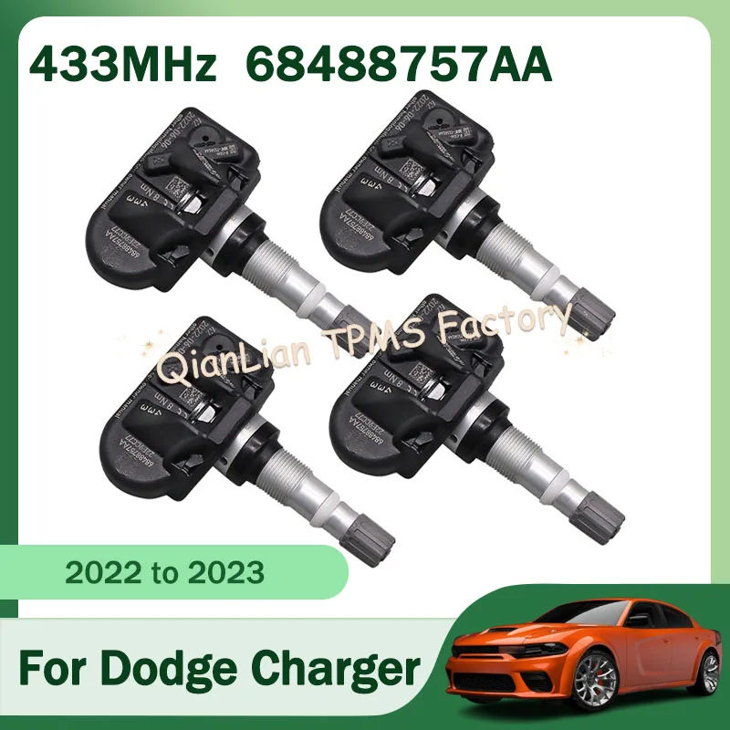 

68488757AA Tire Pressure Monitoring System For Dodge Charger Challenger 2022-2023 4pcs TPMS Sensor 68487472AA 68487472AB 433MHz