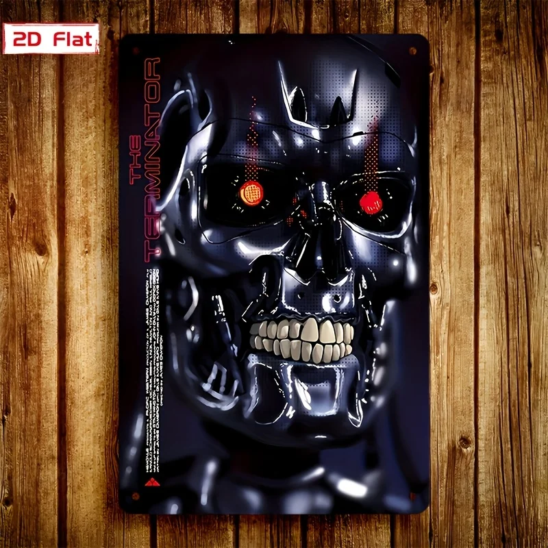 Vintage Terminator Metallschild, Vintage-Wandkunst, Rustikale Dekoration für Zuhause, Bar, Café oder Büro, Multifunktionales Retro-Schild