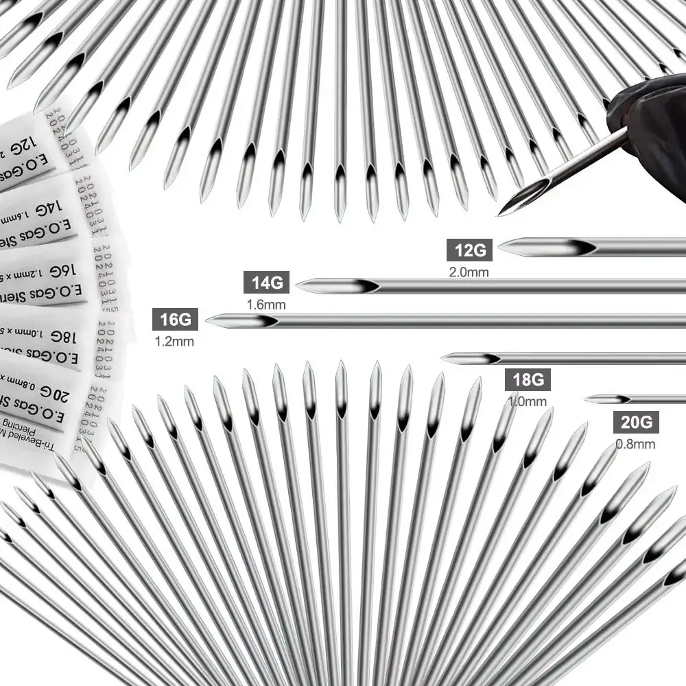 7-49PCS Set Piercing Tool Kit Professional Ear Nose Piercing Needles Clamp Glove Marker Pen Tragus Lip Navel Piercing Tool Set