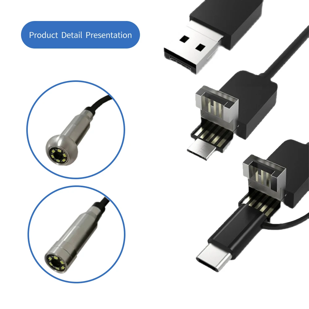 Imagem -03 - Endoscópio para Otg Android Computador Câmera Cobra de Inspeção de Boroscópio de 15m à Prova Dágua Autofoco com Micro Usb tipo c Led