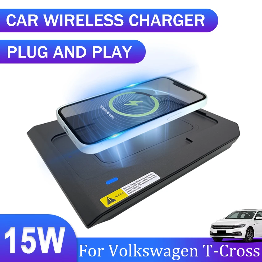 

For Volkswagen T-Cross 2019 2020 2021 2022 Car QI Wireless Charger 15w fast charging plate phone holder wireless phone charger