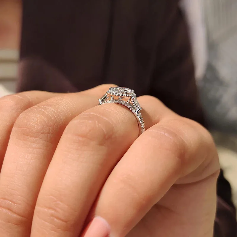 Elegant 2CT Oval Lab Grown Diamond Wedding Engagement Ring 14K White Gold DEF VS-VVS IGI Certified Fine Bridal Ring For Her