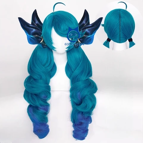 

Gwen Game LOL Hot Cosplay Blue Green Mixed Long Curly Wigs Anime League off Legends Heat Resistant Synthetic Hair Hallowen Party