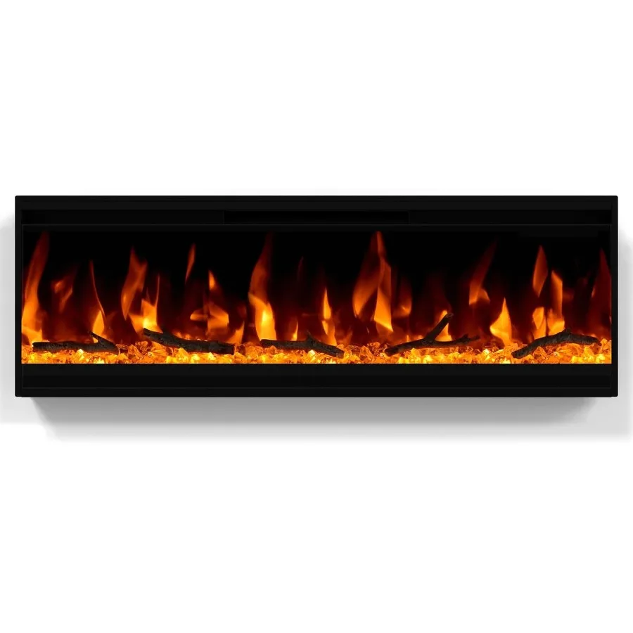 Chimenea eléctrica de 30 pulgadas, insertos para chimenea eléctrica ultrafina para salas de estar modernas, diseño de marco ultraestrecho montado en la pared
