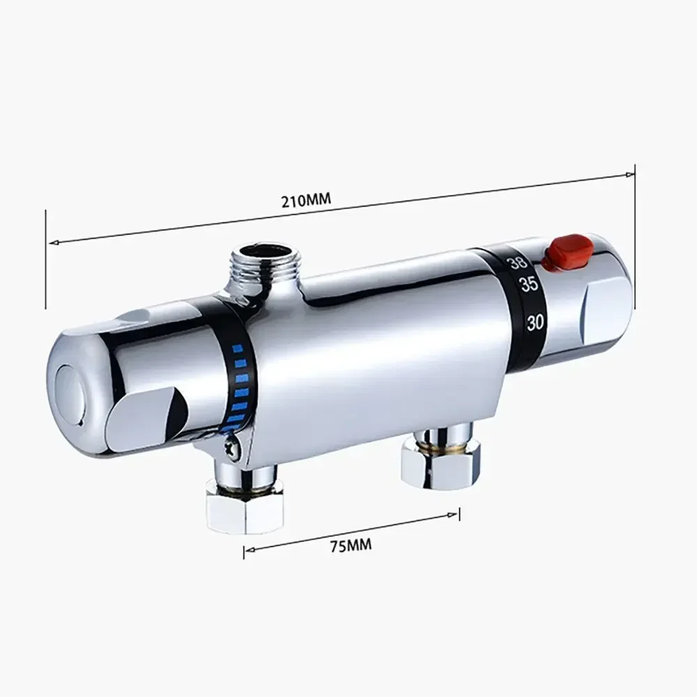 Thermostatic Shower Valve Chrome Bottom Bathroom Faucet Exposed Bar Shower Mixer Bathroom Accessories Valve Tap