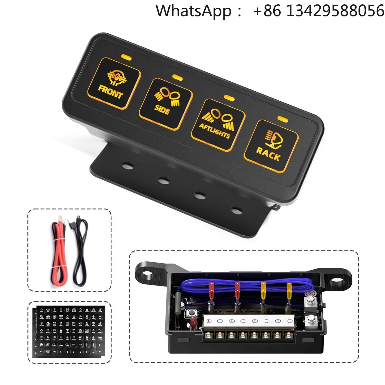 4 Gang Wireless  Car Switch Panel 12V 60A Universal Relay Switch Box for Truck Offroad SUV UTV ATV Boat Marine