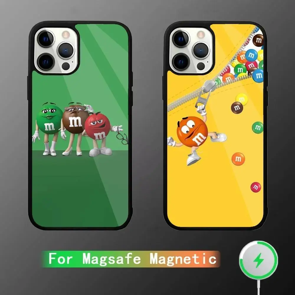 

M-M Chocolate Beans Phone Case For iPhone 16,15,14,13,12,11,Pro,Max,Plus,Mini,SE New Magsafe Magnetic Wireless Charging
