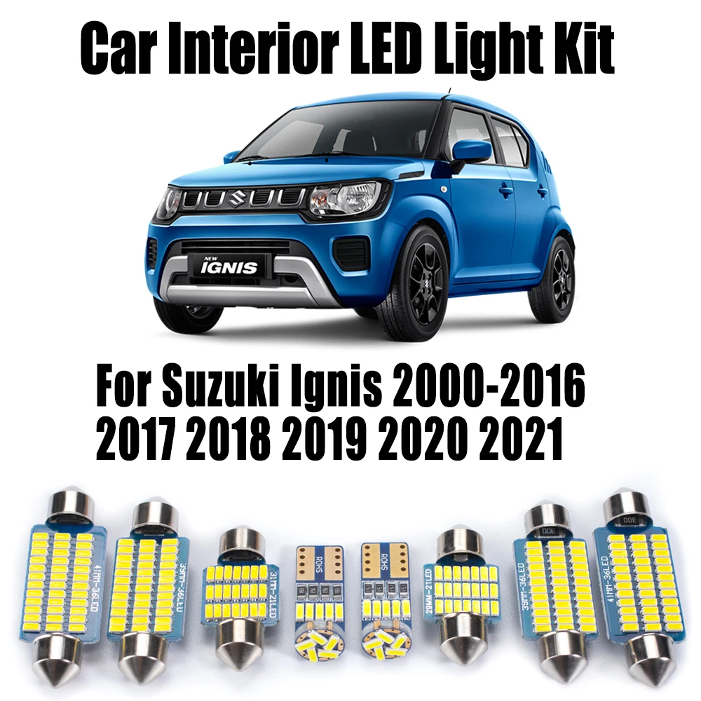 

Canbus LED Interior Map Dome Reading Light Kit For Suzuki Ignis 2000- 2019 2020 2021 Car Accessories Vehicle Number Plate Bulbs