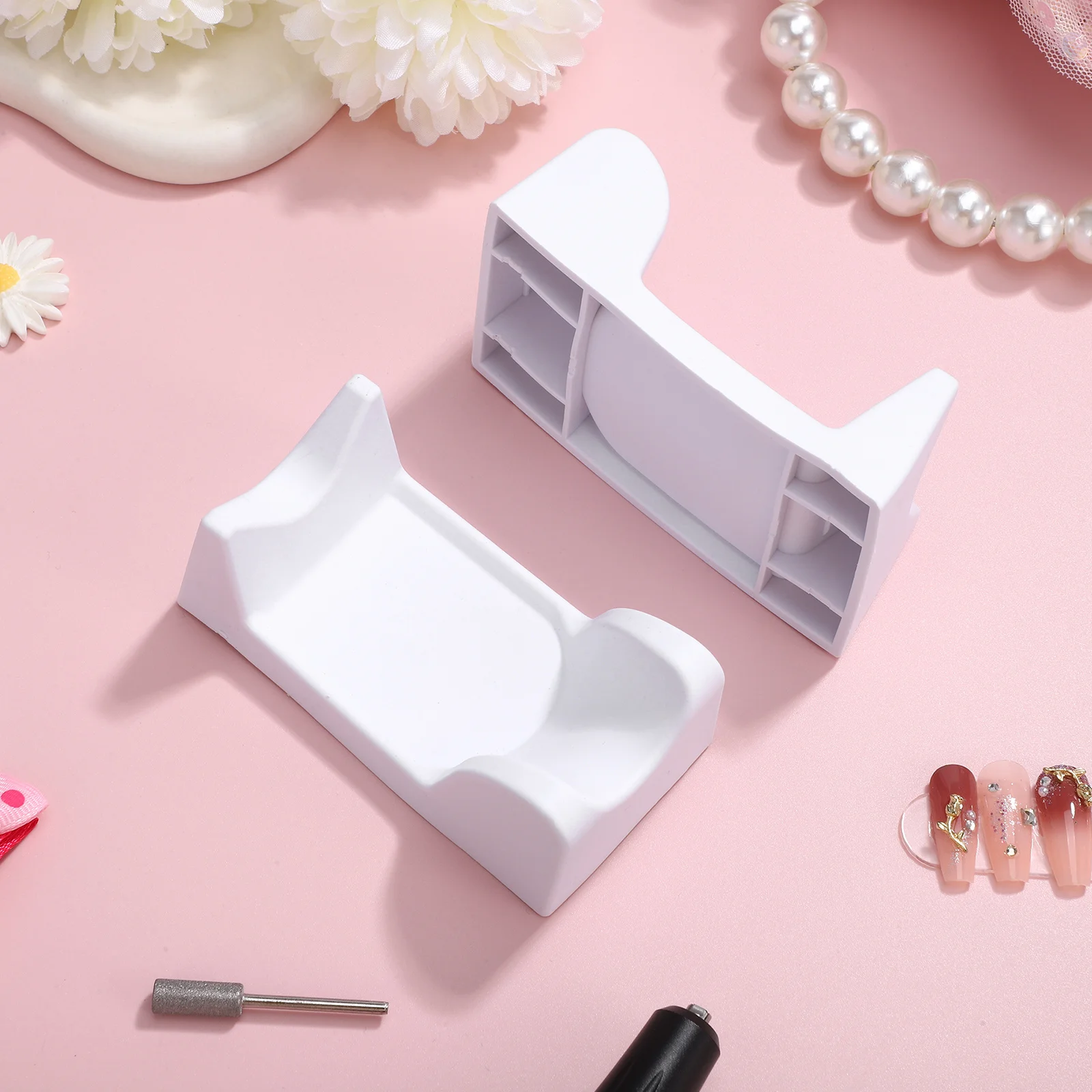 Sedile porta maniglia da 2 pezzi per lucidatrice elettrica per unghie, rack in plastica inodore con funzione di archiviazione, organizer da tavolo per nail art