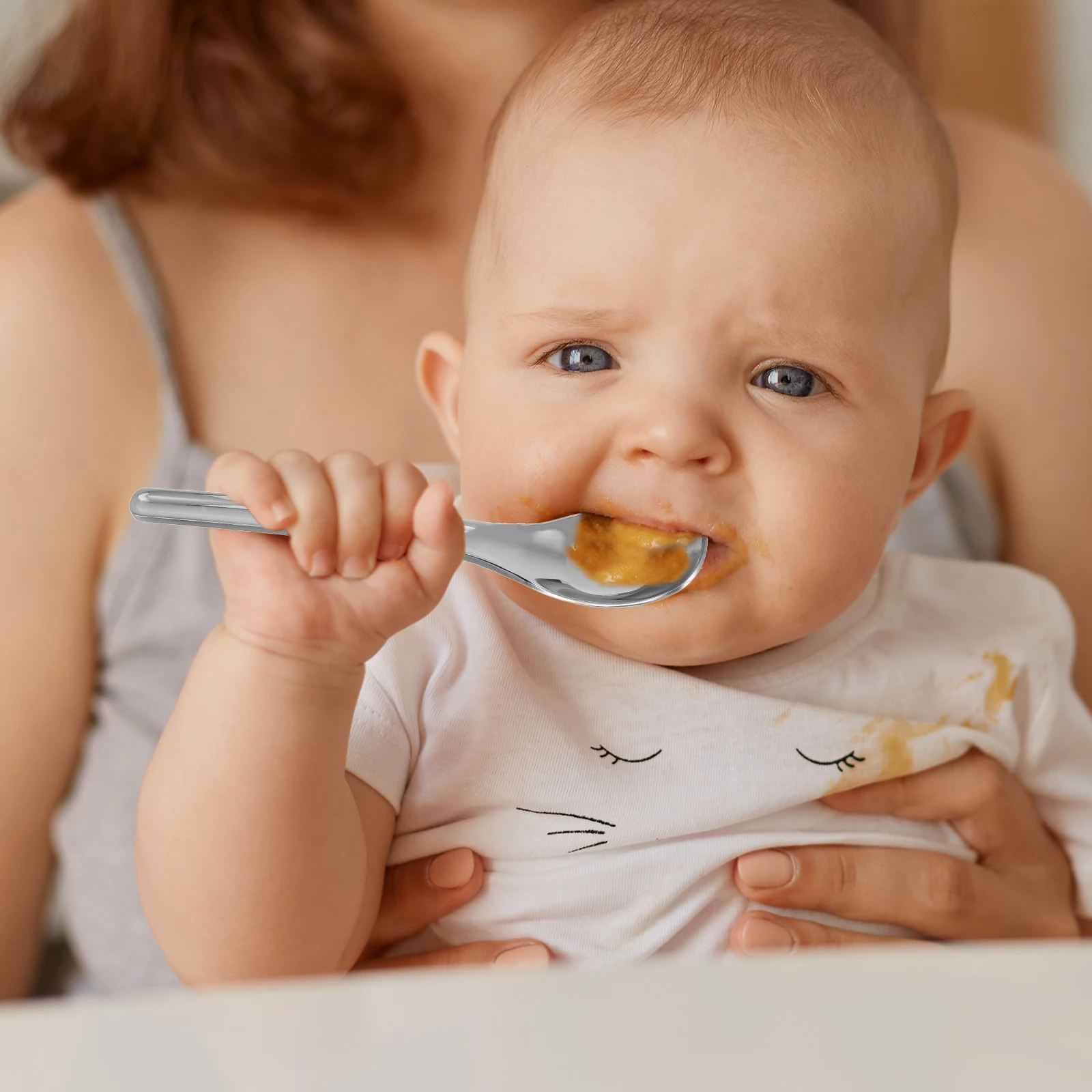 

Stainless Steel Soup Spoons Deep Round Bowl Flat Bottom Large Metal Cooking Serving Spoons for Soup Grain Dessert Milk