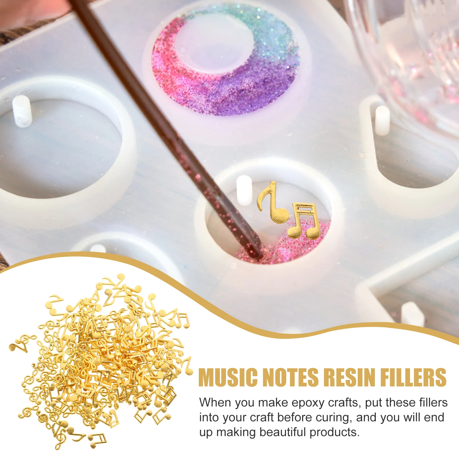 

150pcs Note Resin Metal Fillers Zinc Alloy Metal Resin Filler Jewelry Charms Beads Craft Supplies Filling Material