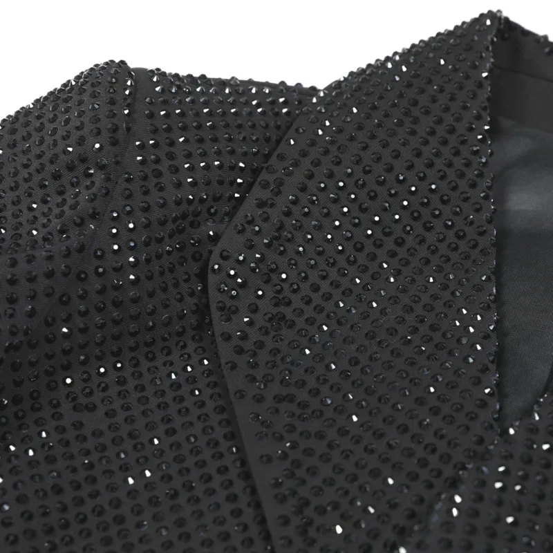 CHUJIE 2025 Spring/Fall Women's Blazer, Heavy Duty Crystal & Sequins Slim Fit Jacket, Versatile Luxury Office Wear
