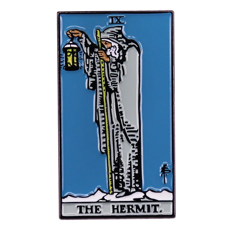 Эмалированная брошь с изображением карточки тарота Hermit, значок для рюкзака, значок для самоухода, подарочное Ювелирное Украшение