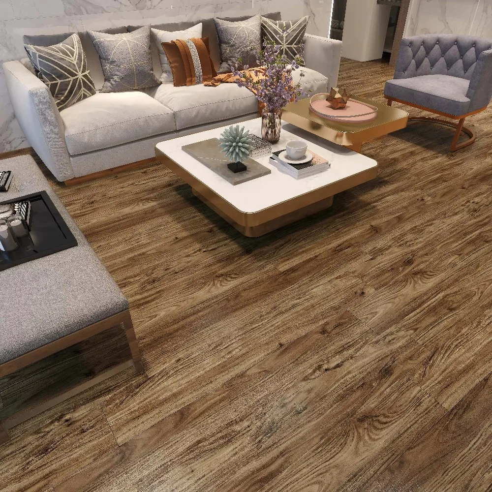 Versi Khusus Lantai Kantor Plastik SPC Tahan Lama 8 x 49 inci 100% Motif Marmer Timbul