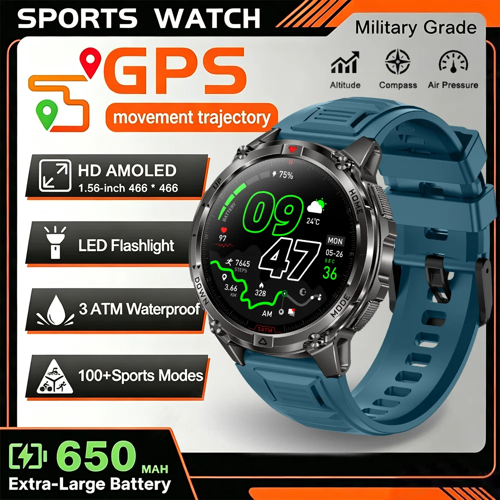GPS Smart Watch with 3ATM Waterproof and Long Battery Life