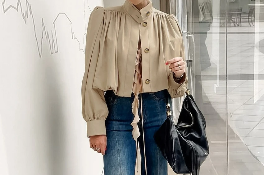 

Осенне-зимняя модная повседневная универсальная куртка цвета хаки с небольшим воротником-стойкой и длинными рукавами для женщин