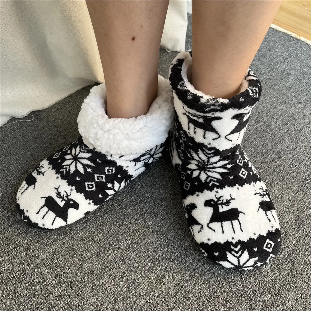 Winter Warm Slipper Womens House Fluffy Christmas Elk Fur Contton Plush Skid Anti Indoor Flat Fuzzy Female Shoes Home Boots 2023