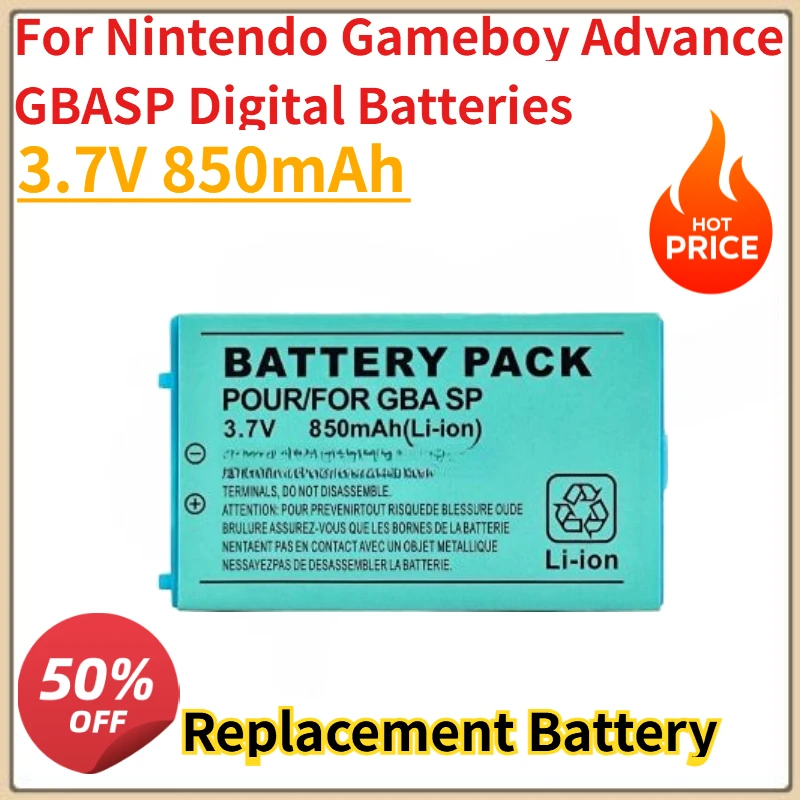 แบตเตอรี่คุณภาพสูงใหม่ GBA SP 3.7V 850mAh สำหรับเครื่องเล่นเกม Nintendo Gameboy Advance GBASP แบตเตอรี่ดิจิตอล