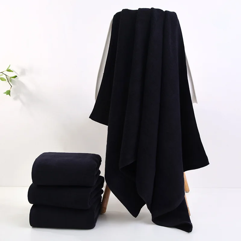 

Black Large Thick Cotton Bath Towel 70x140cm Men's Shower Towel for Home Bathroom Homestay Hotel Adults Fitness Center