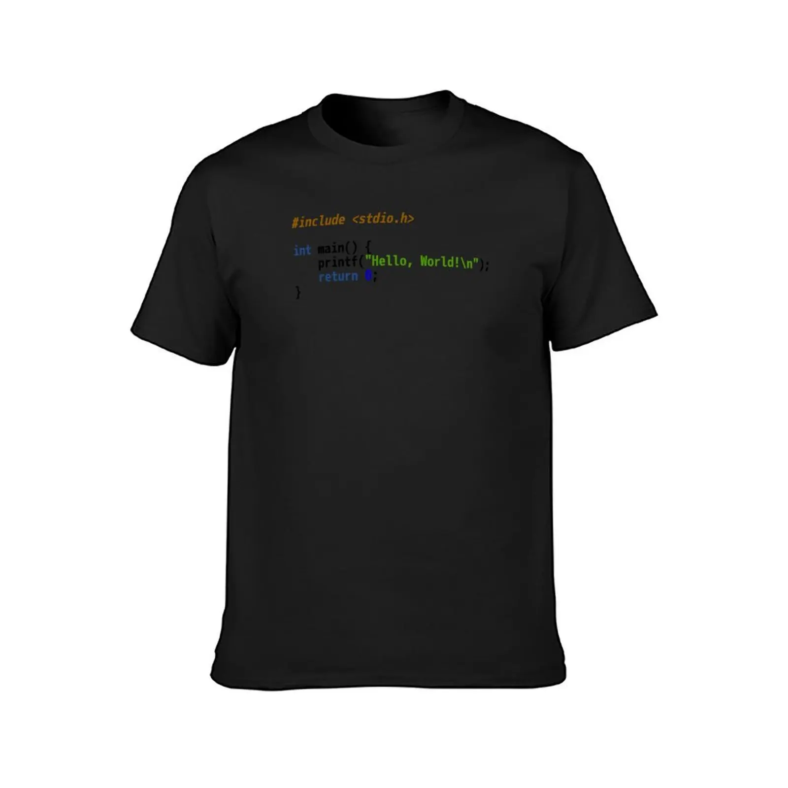 Hello World C Code - Light Syntax Scheme Coder Design T-Shirt graphics summer top clothes for men