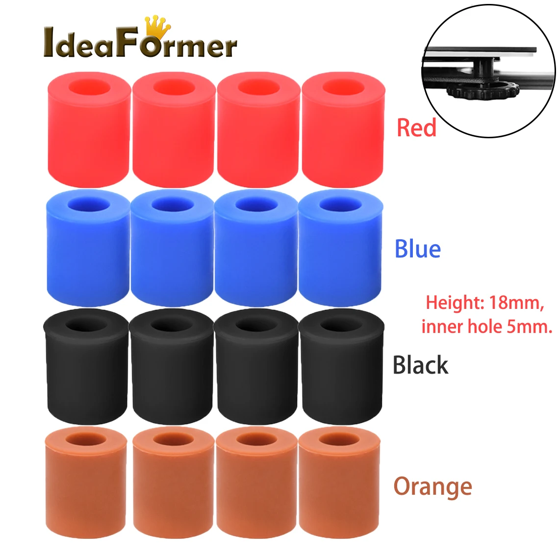 IdeaFormer 4 Stück Hochtemperatur-Silikon-Abstandshalter für heißes Bett, Nivelliersäule für CR-10 CR10S Ender-3 Prusa I3 3D-Drucker-Teile – Detail 4